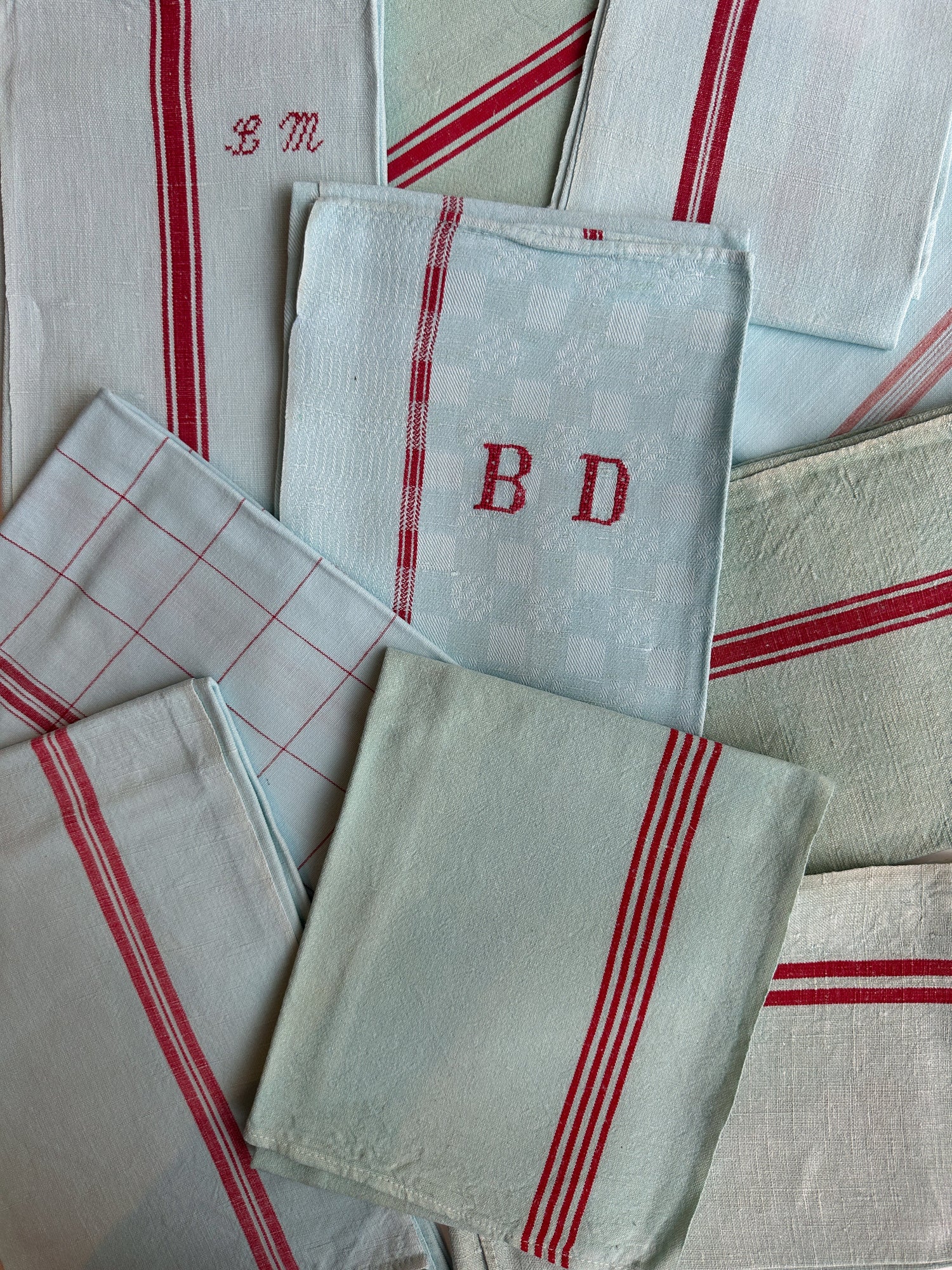 Vintage tea towel - Light green - Various patterns