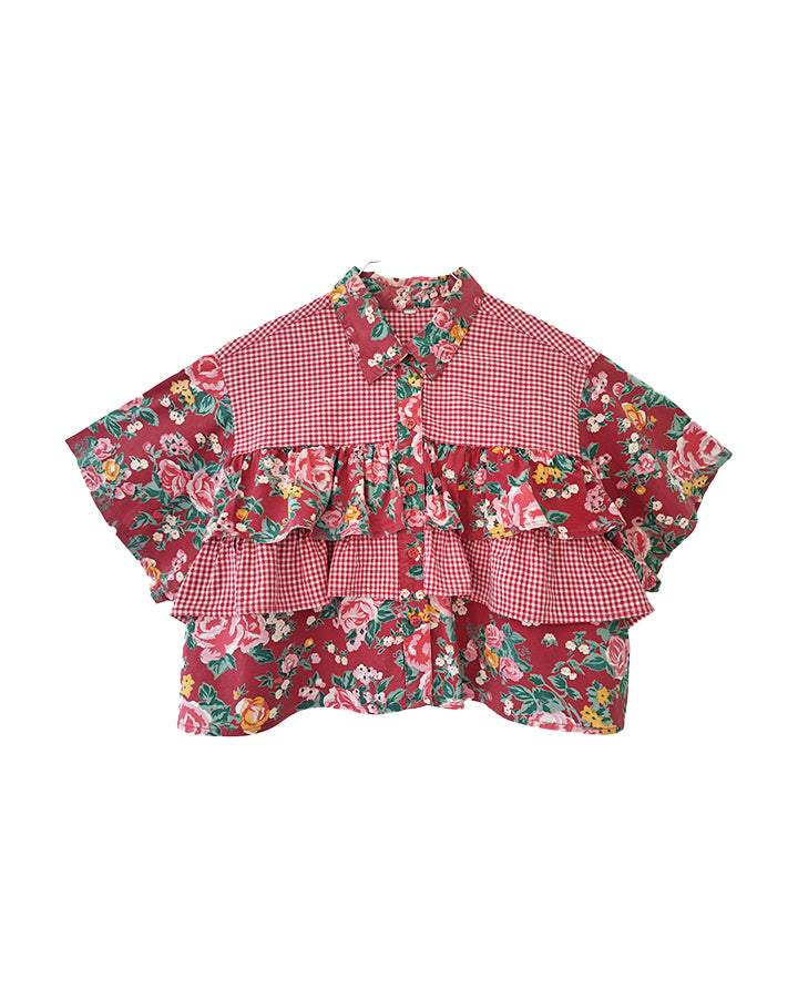 Crop top vichy et à fleurs