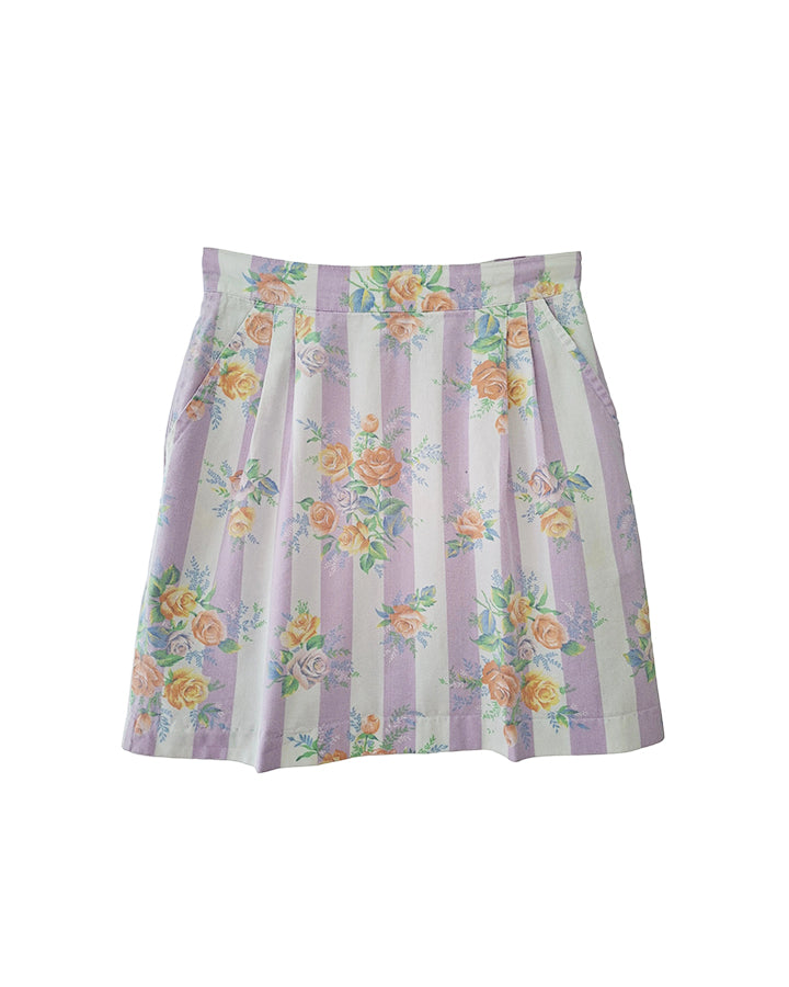 Mini jupe à rayures et à fleurs