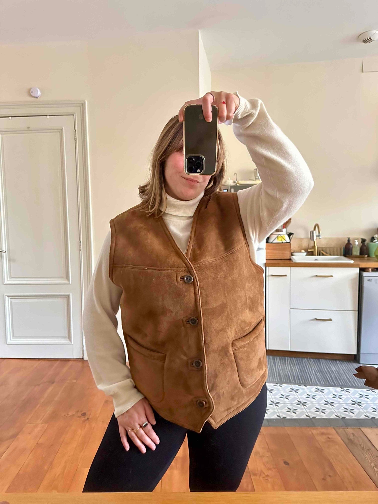 Wool-lined leather vest