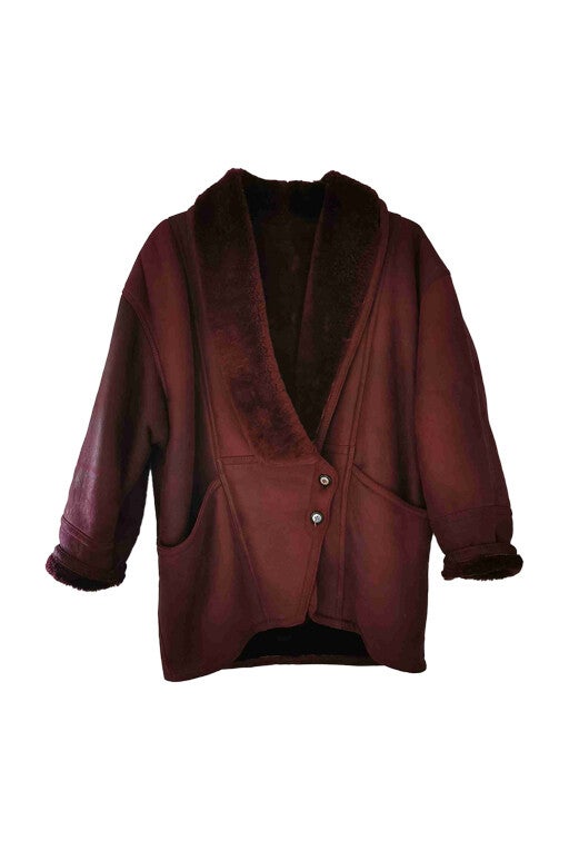 Wool-lined leather coat