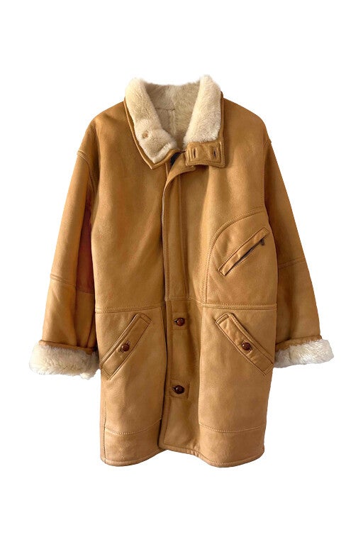 Wool-lined leather coat