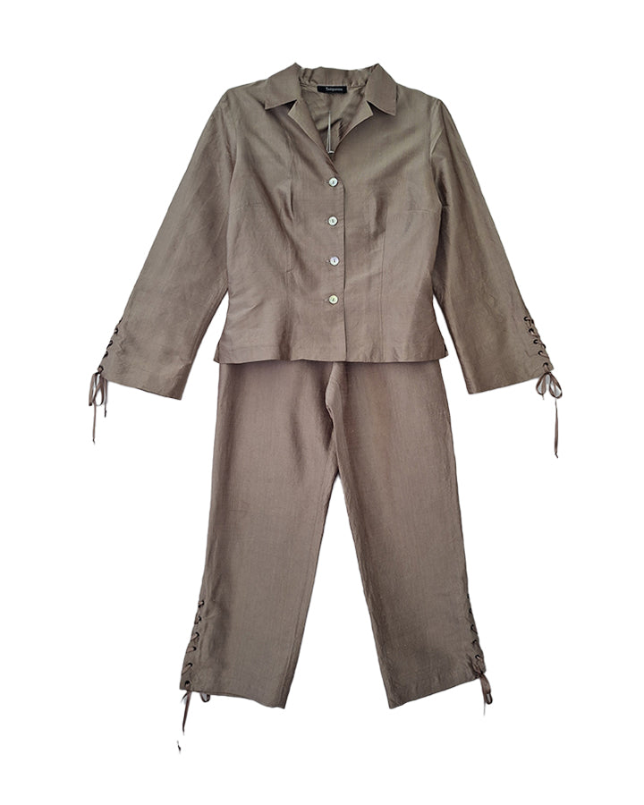 Ensemble capri et veste en soie 90's