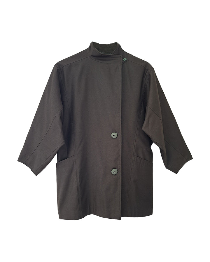 Manteau en toile et laine kaki