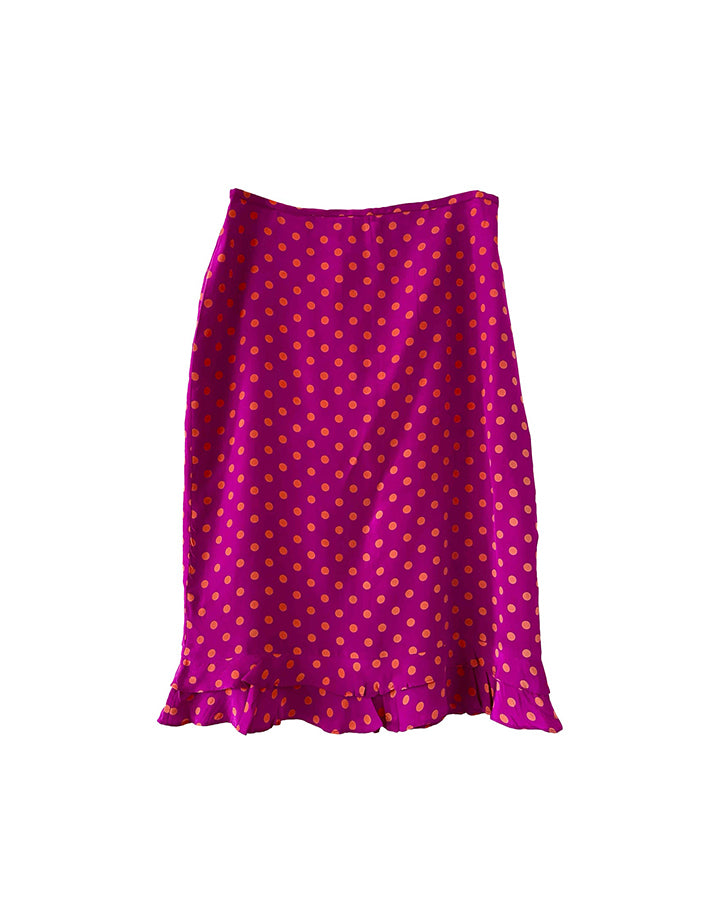 Polka dot silk skirt