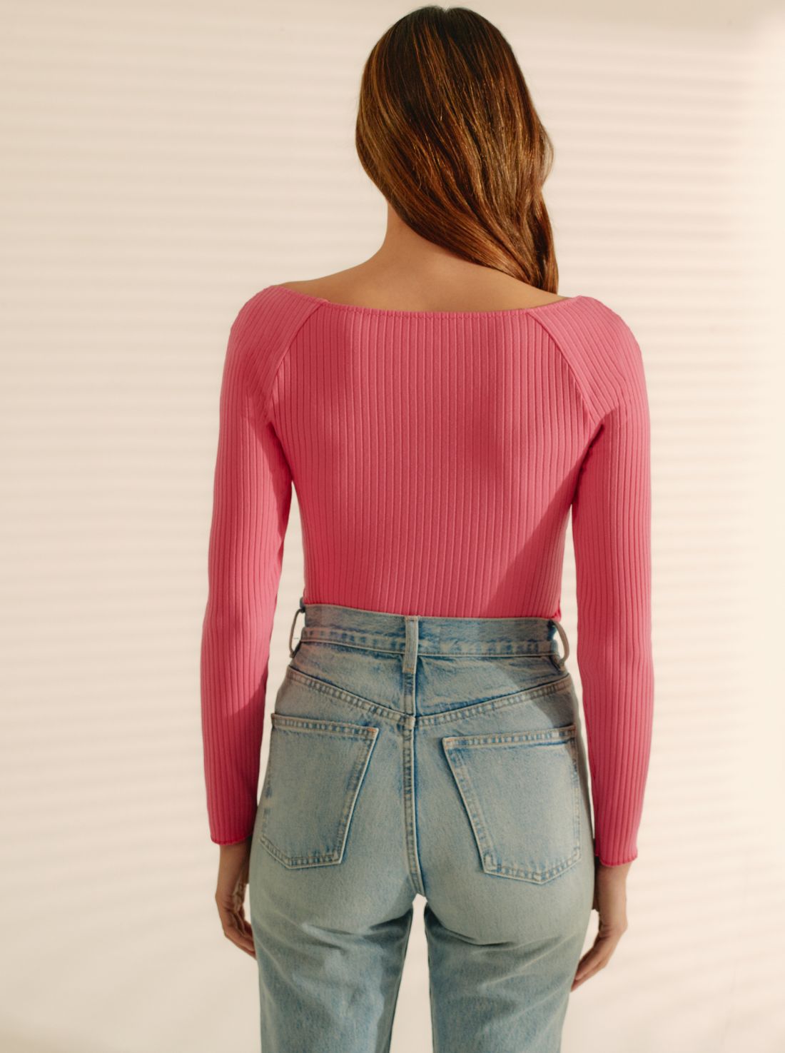 Top Square Soft Pink Manches Longues