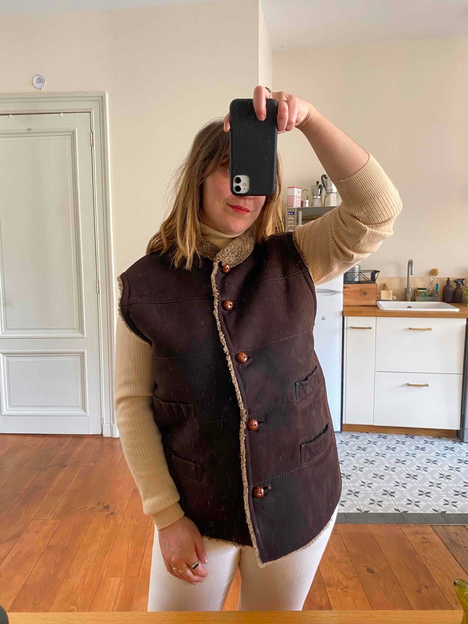 Gilet en peau lainée