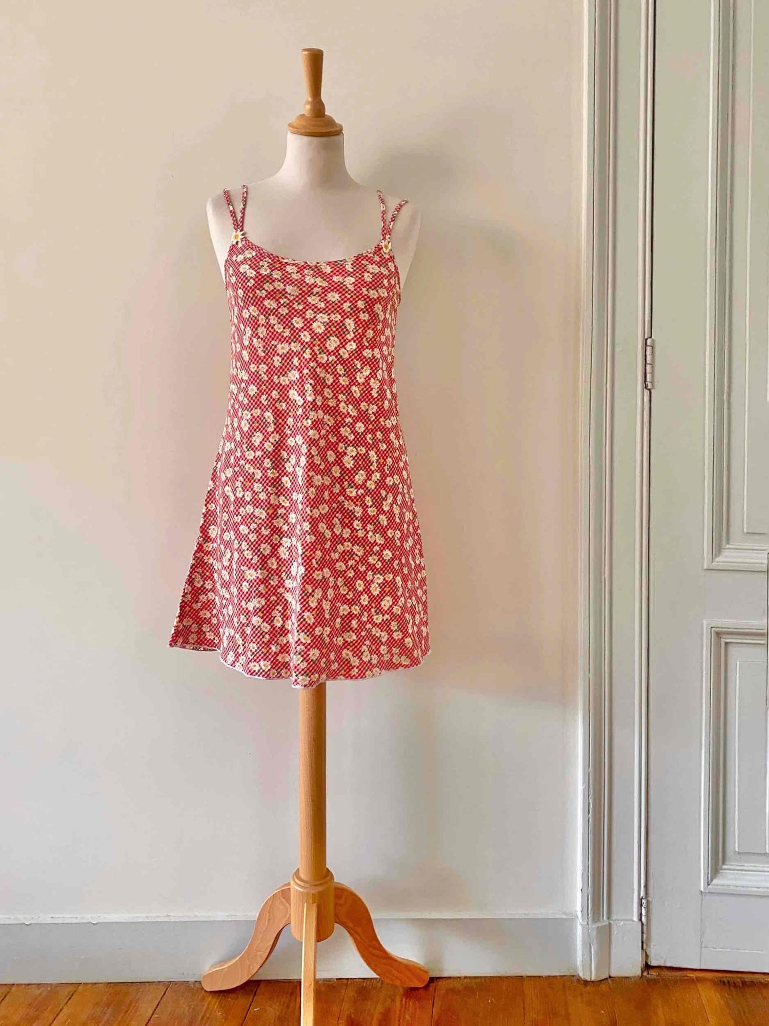 Vichy dress with floral print