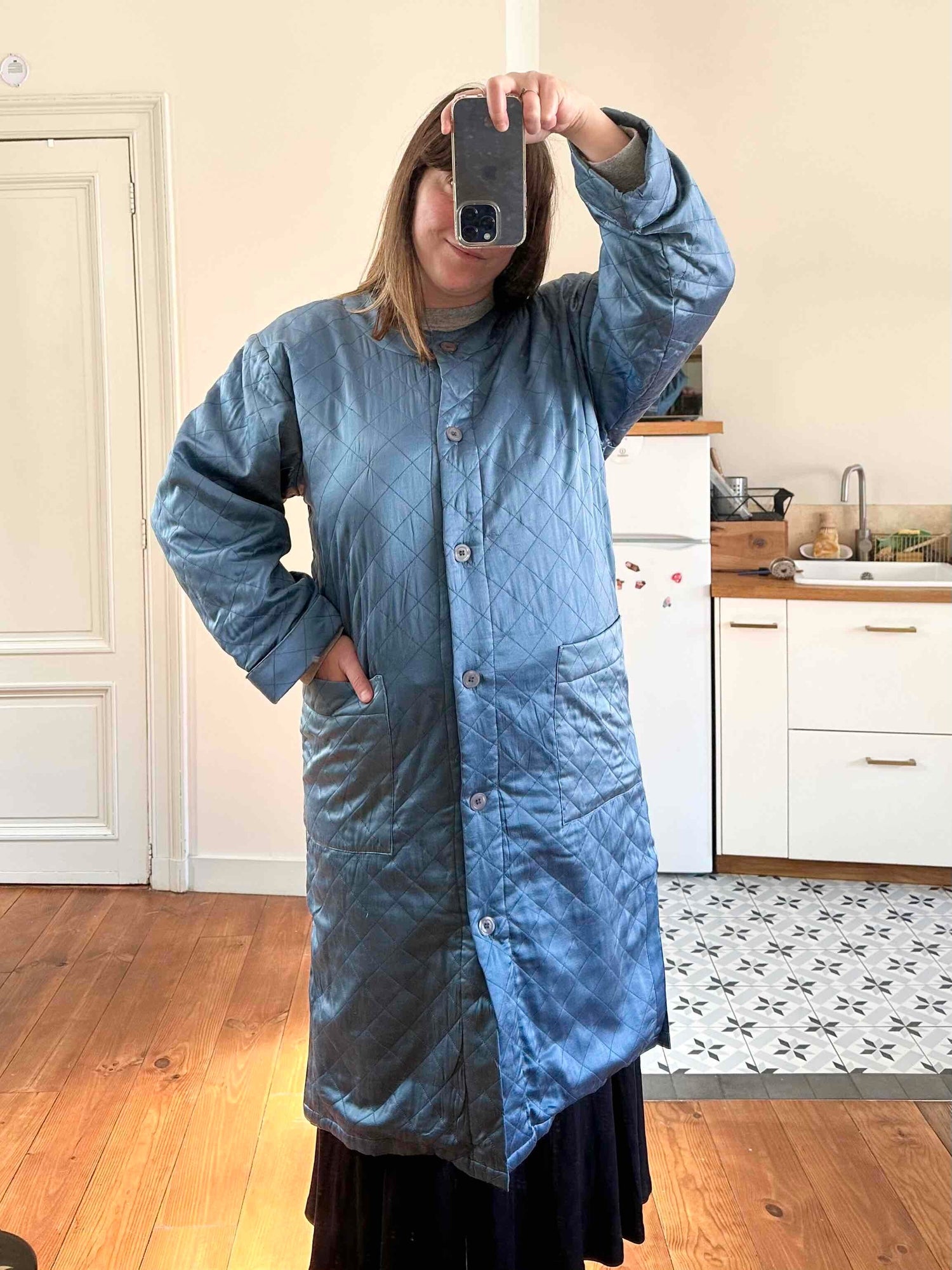 Manteau matelassé en soie
