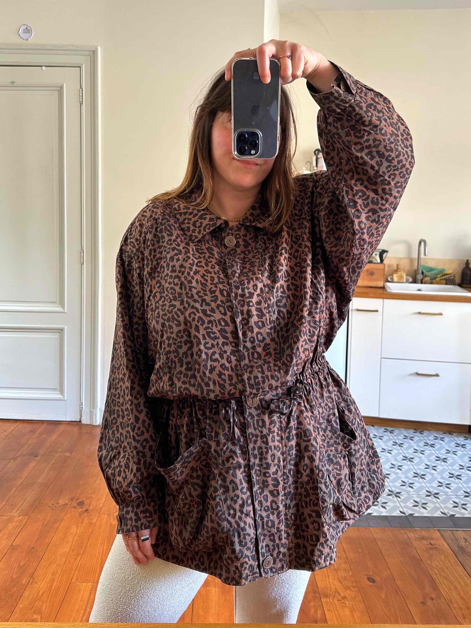 Parka Léopard en soie