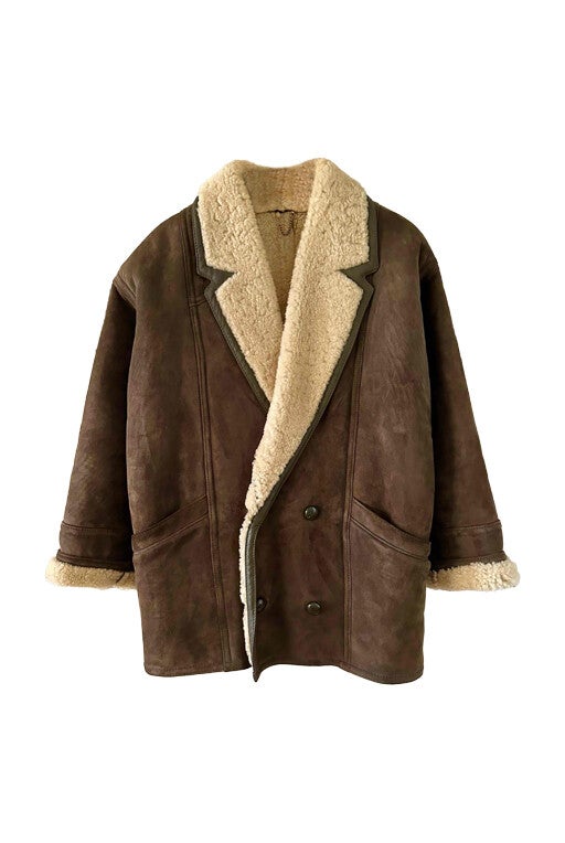 Wool-lined leather coat