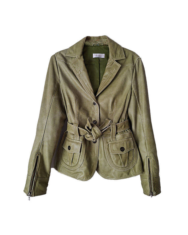 Saharienne en cuir vert