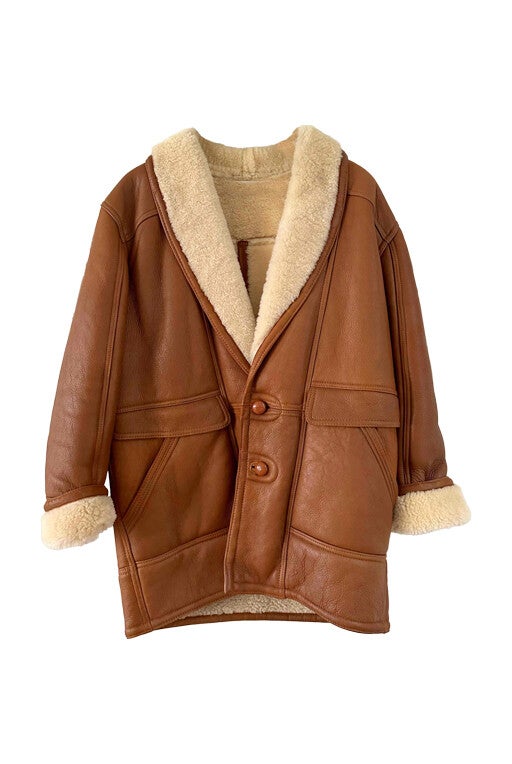 Wool-lined leather coat