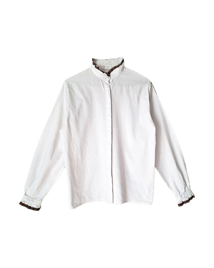 Chemise col volants tartan