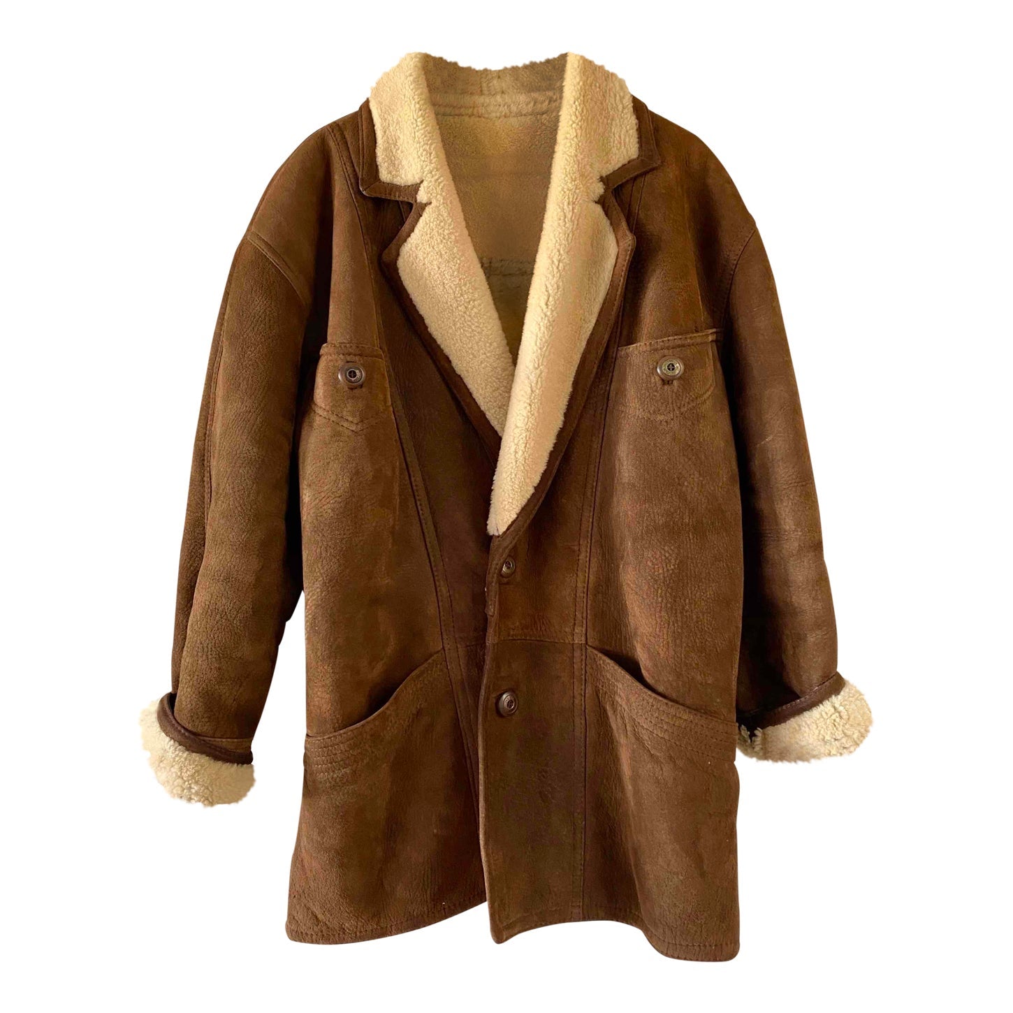 Wool-lined leather coat