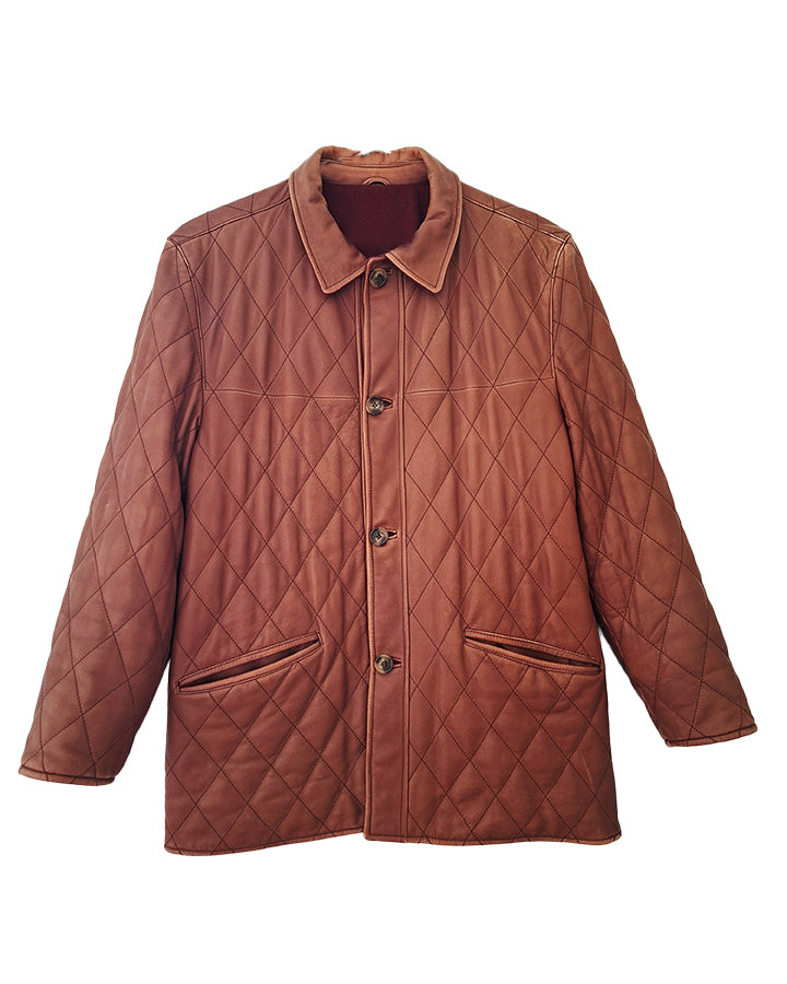 Veste matelassée cuir et cachemire