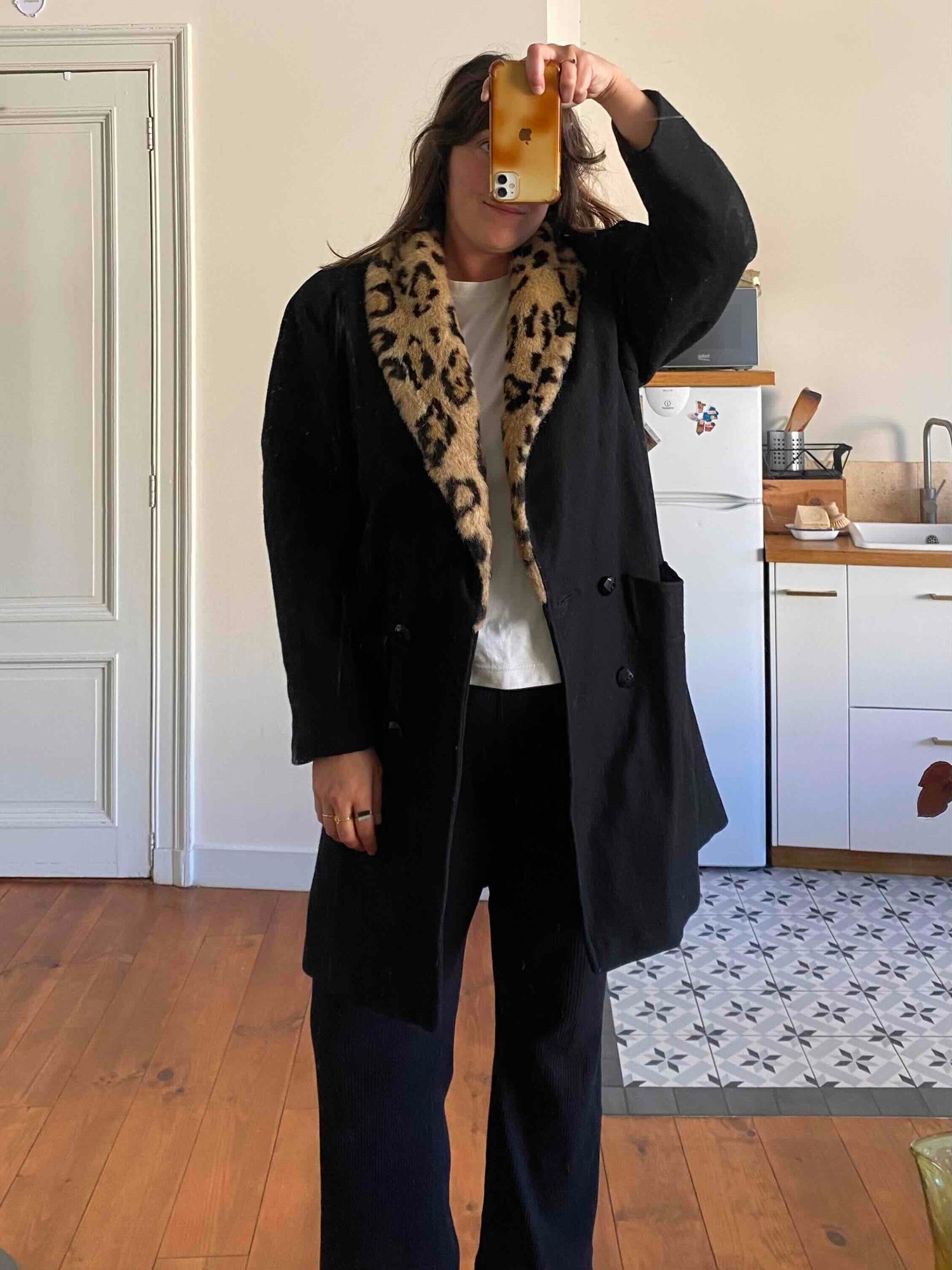 Manteau col léopard