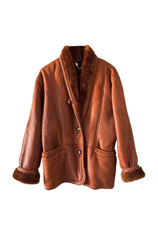 Wool-lined leather coat