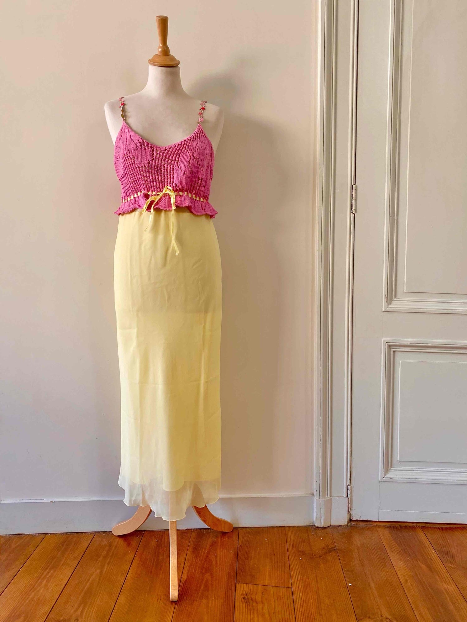 Silk dress and crochet