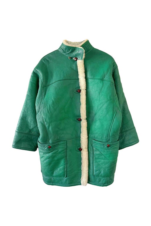 Wool-lined leather coat