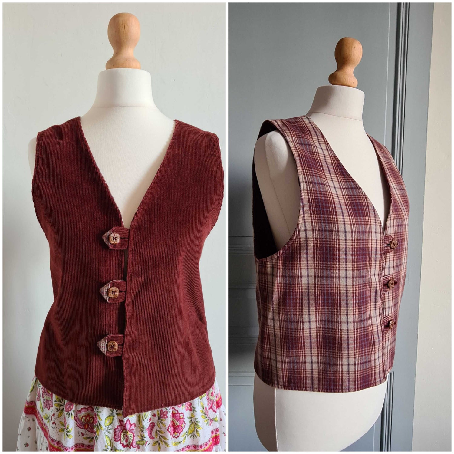 Gilet en coton et velours