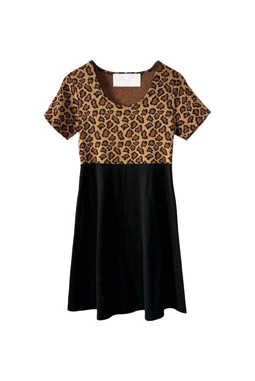 Leopard print knit dress