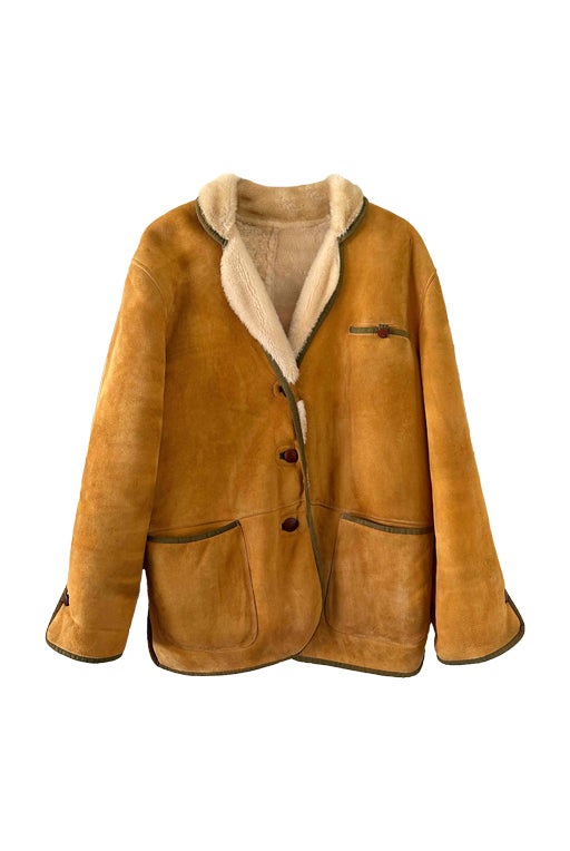 Wool-lined leather coat