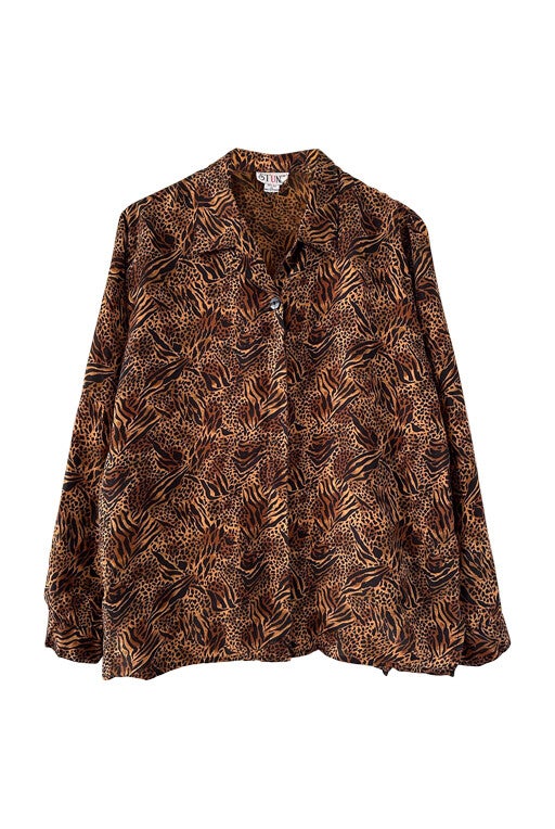 Leopard print silk blouse