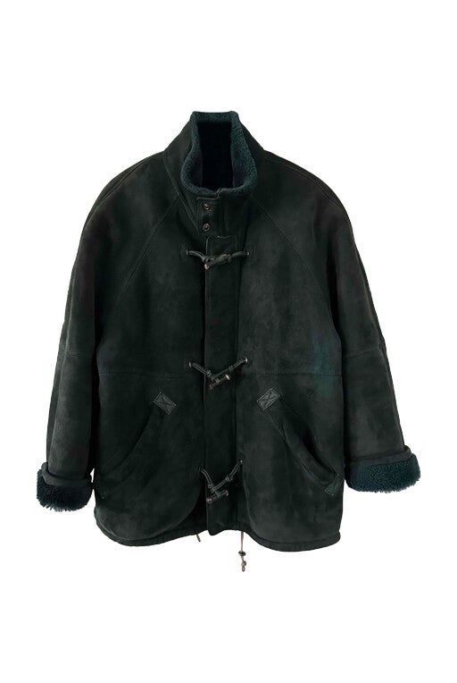 Wool-lined leather coat