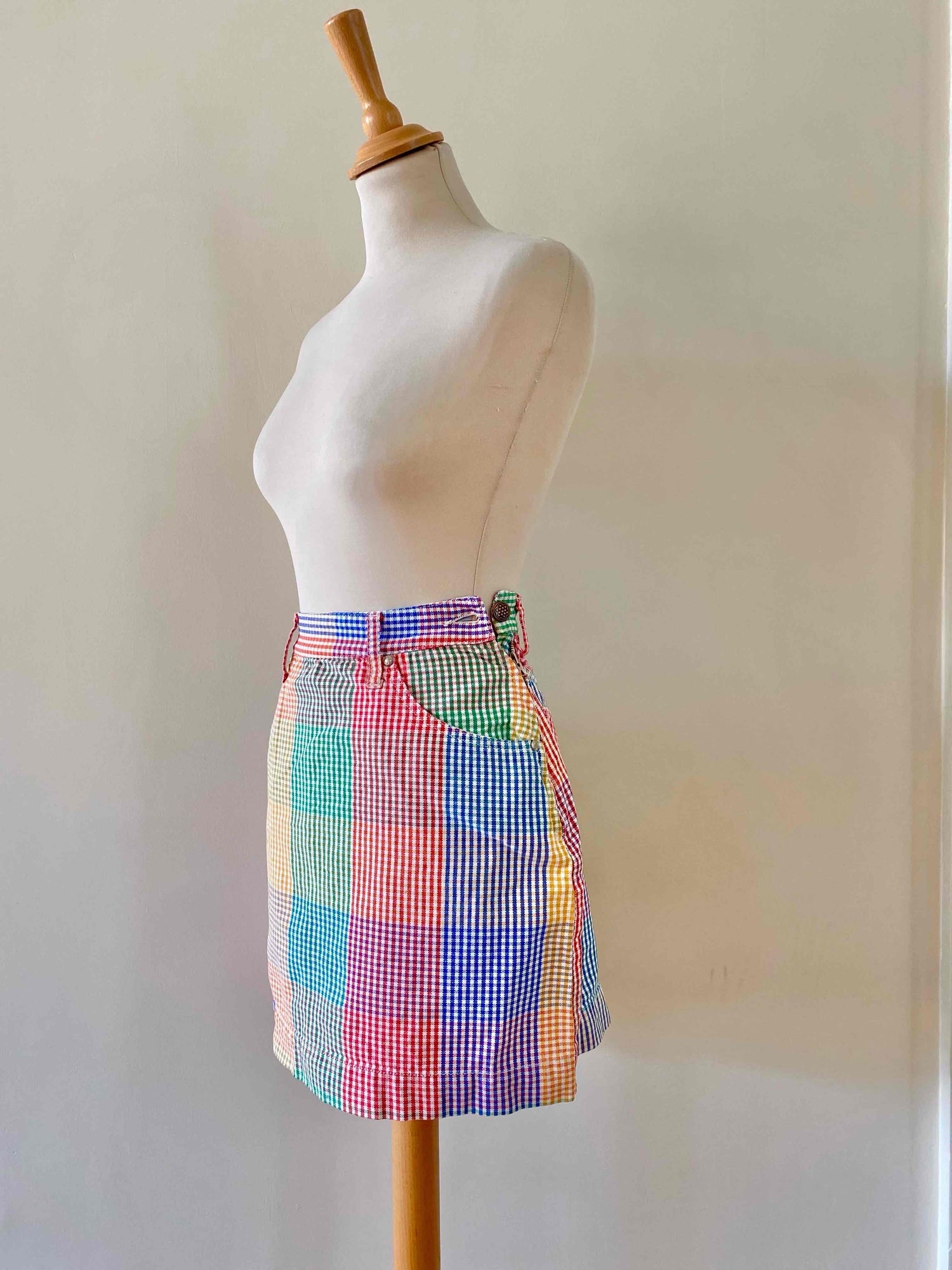 Mini jupe en denim vichy