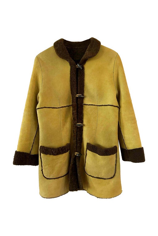 Wool-lined leather coat