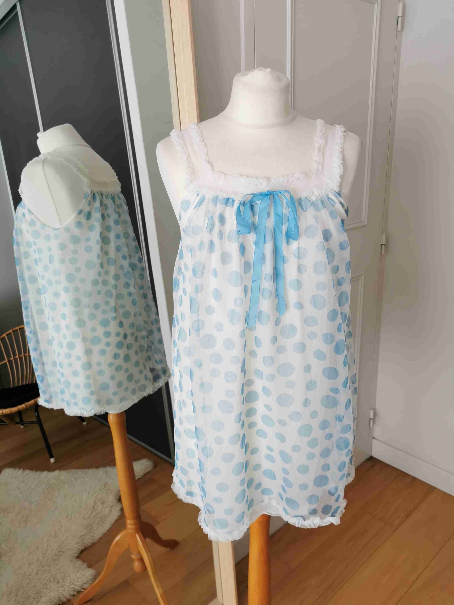 Short polka dot nightgown