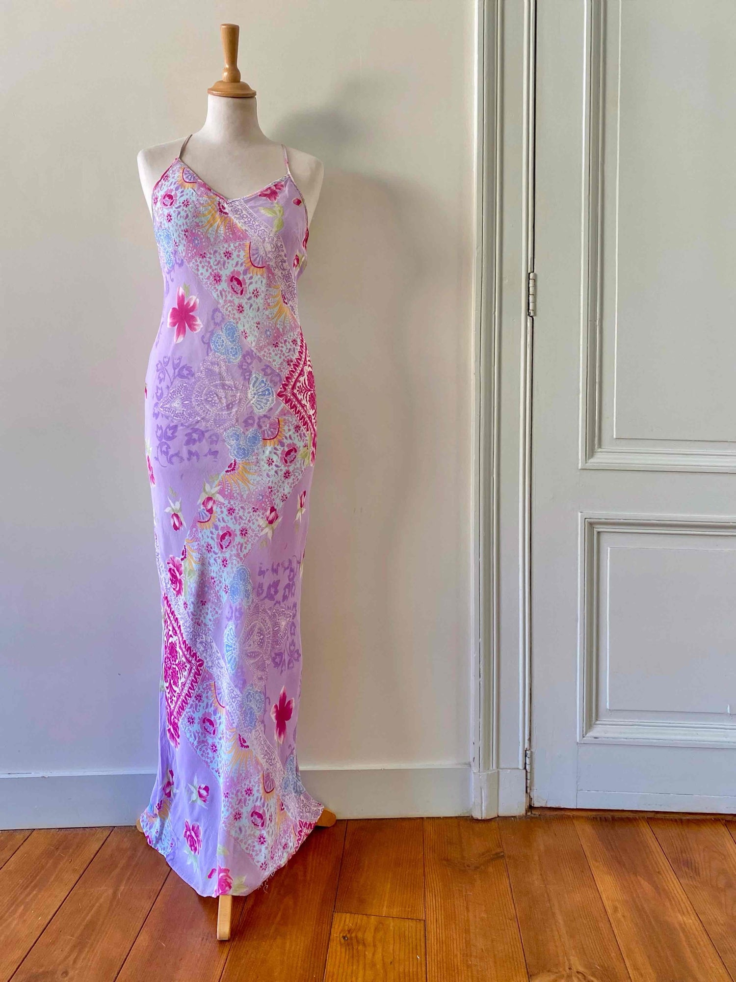 Backless patchwork dress
