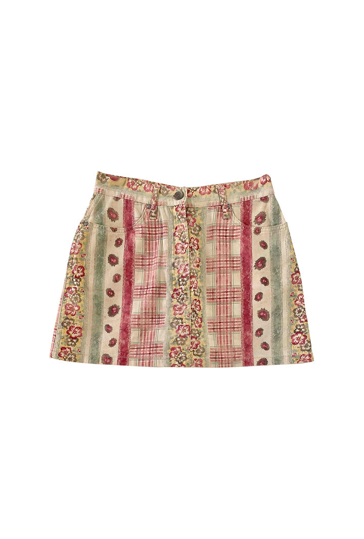 Mini jupe denim patchwork
