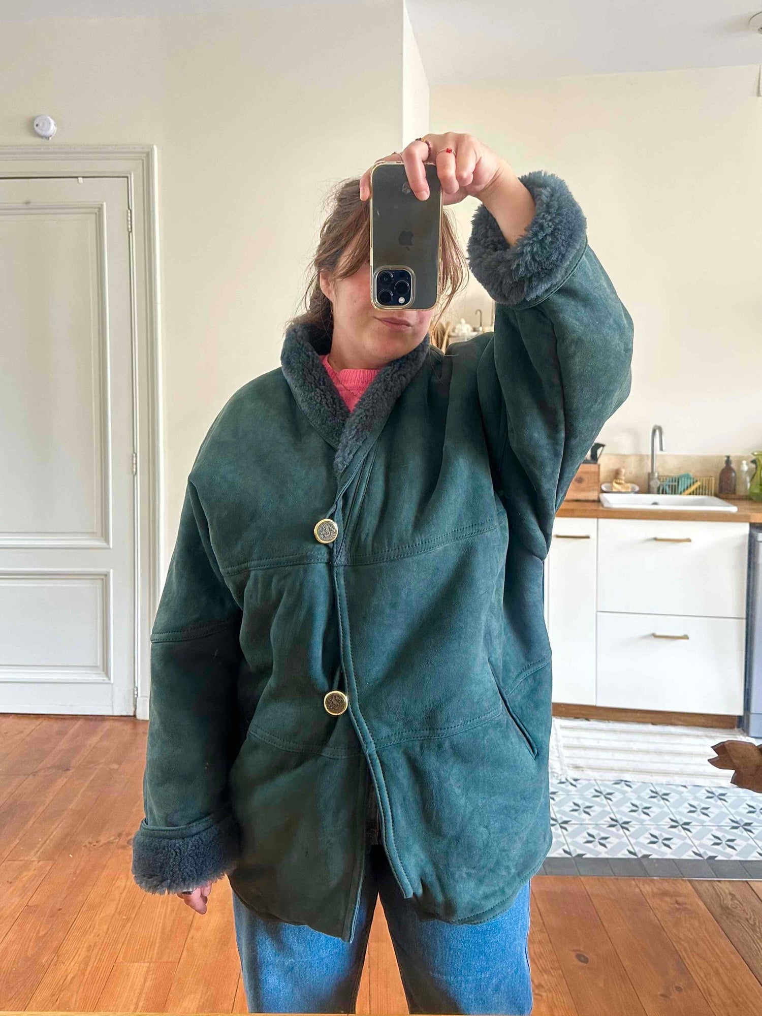 Manteau en peau lainée