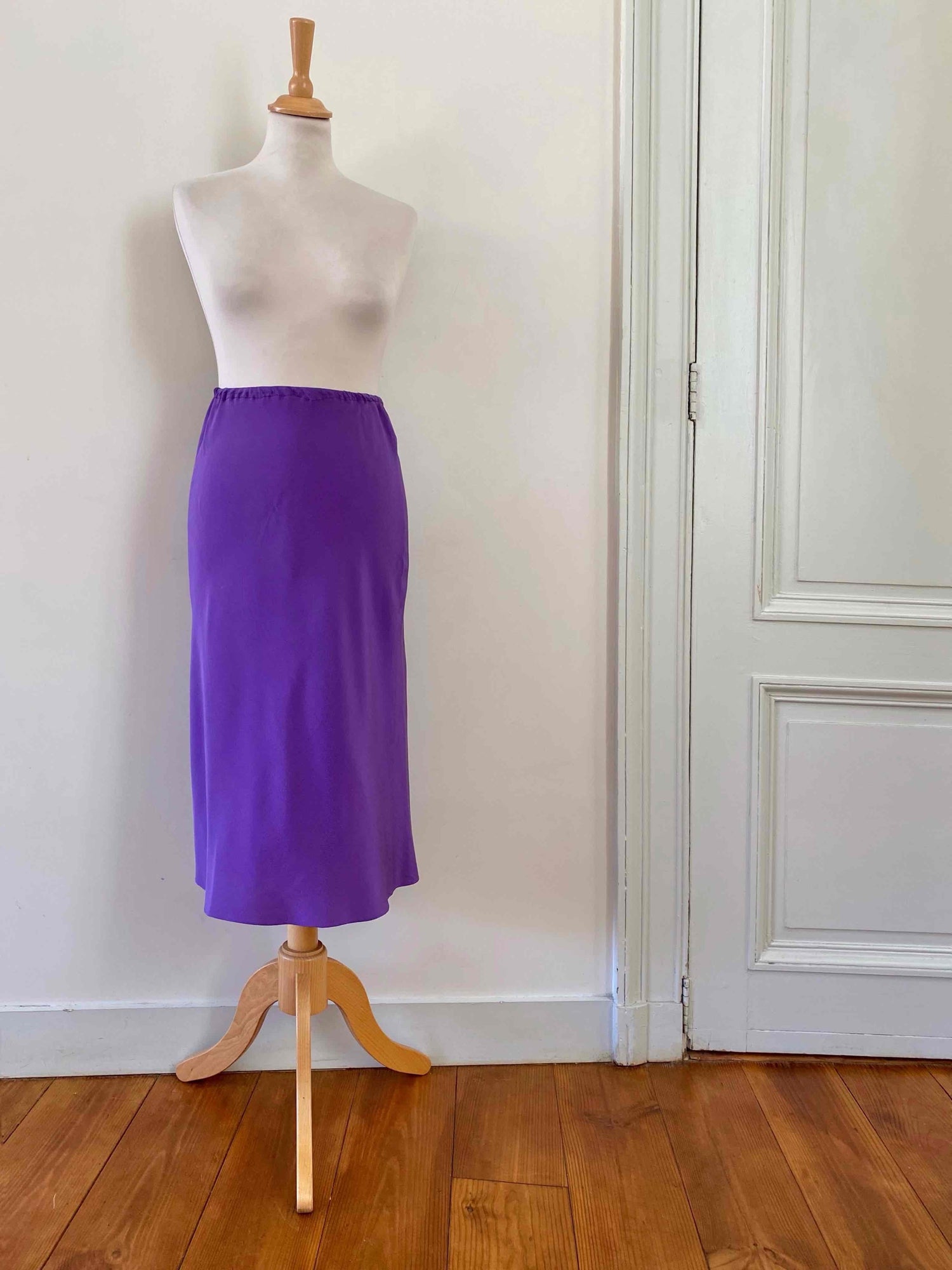 Silk midi skirt