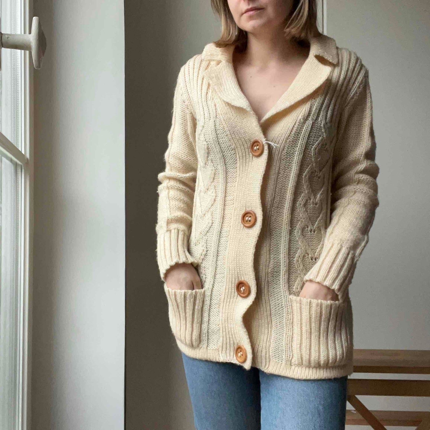 Cable knit cardigan