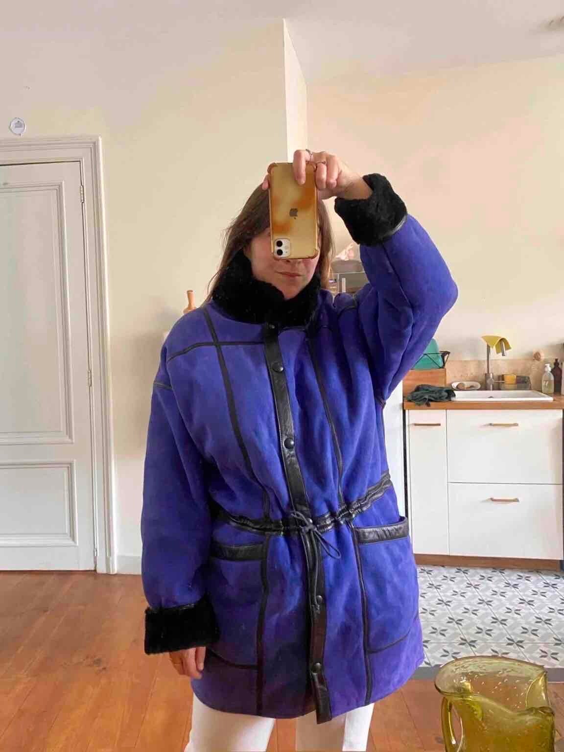 Wool-lined leather coat