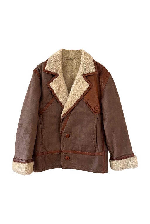 Wool-lined leather coat