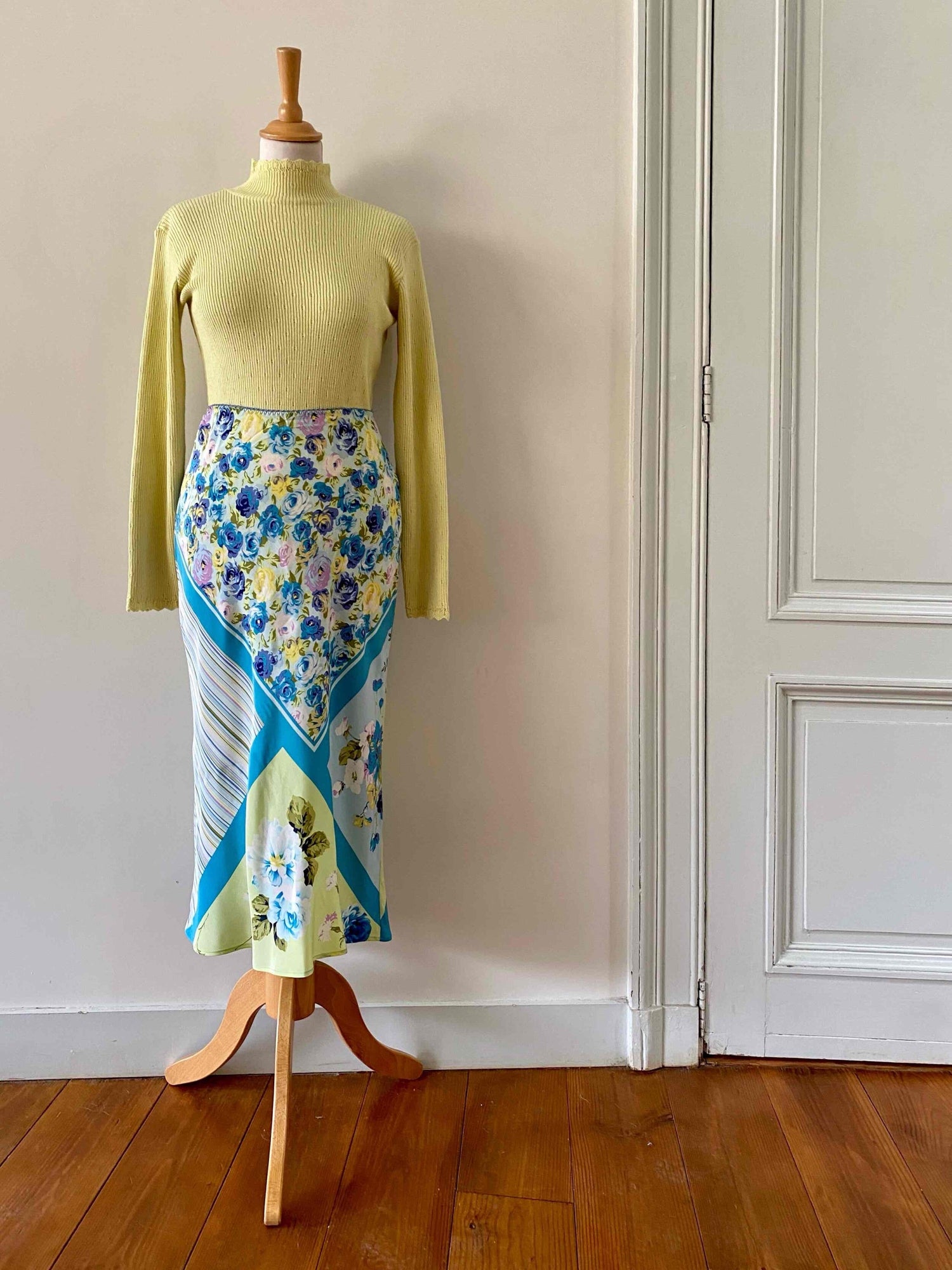 Jupe patchwork en soie