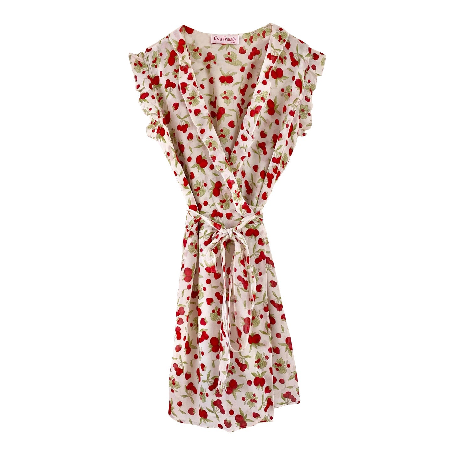 Cherry-print wrap dress