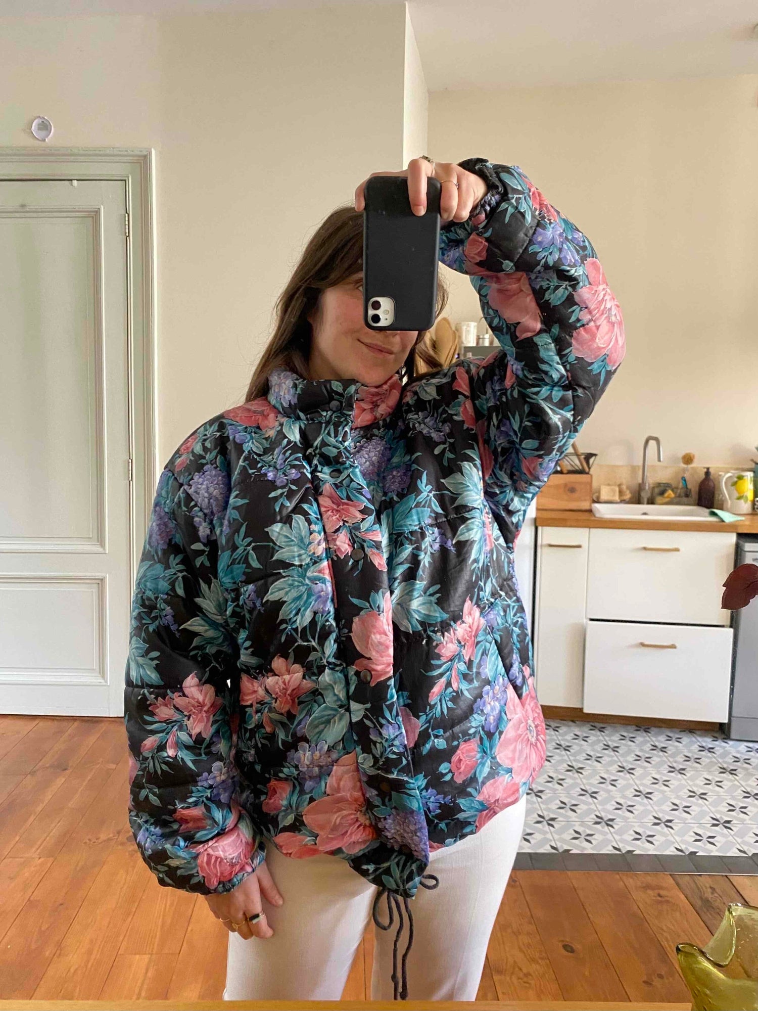 Floral puffer jacket