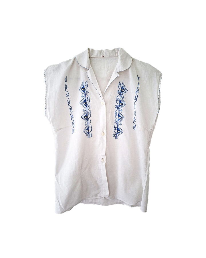 Top brodé en coton