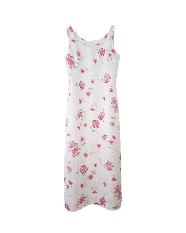 Robe longue à fleurs en lin