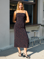 Robe Open Back Flowery Night Noire