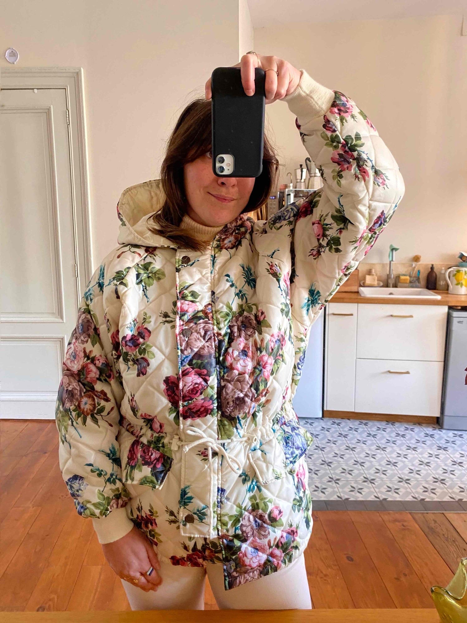 Floral puffer jacket