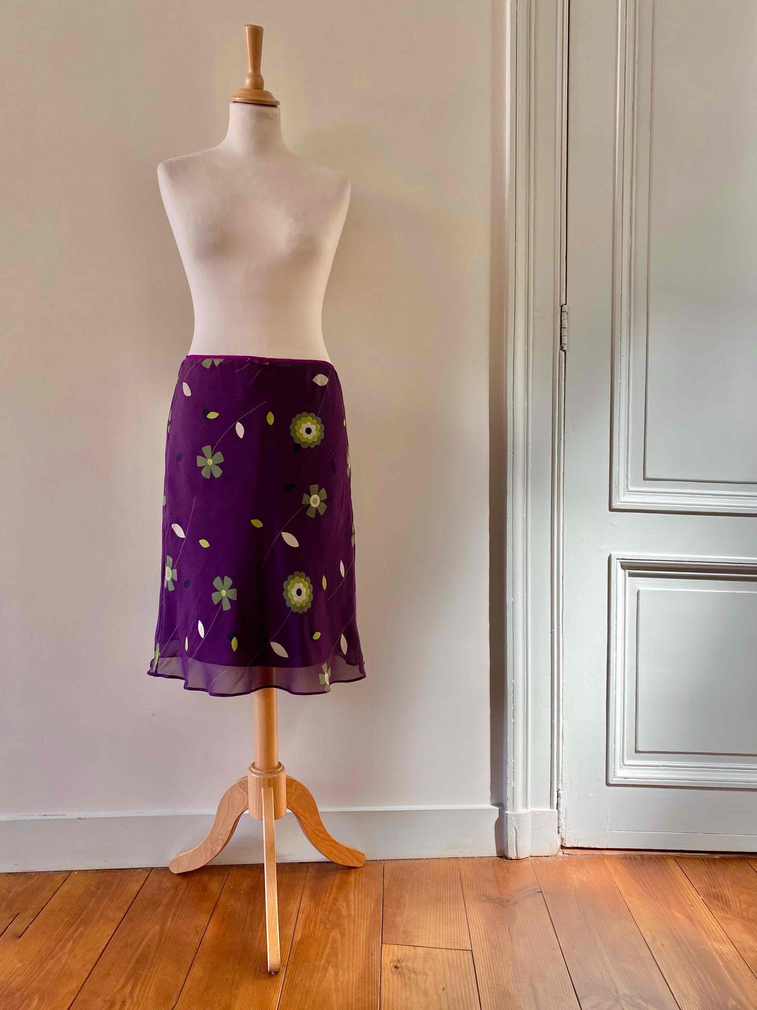 Floral silk skirt