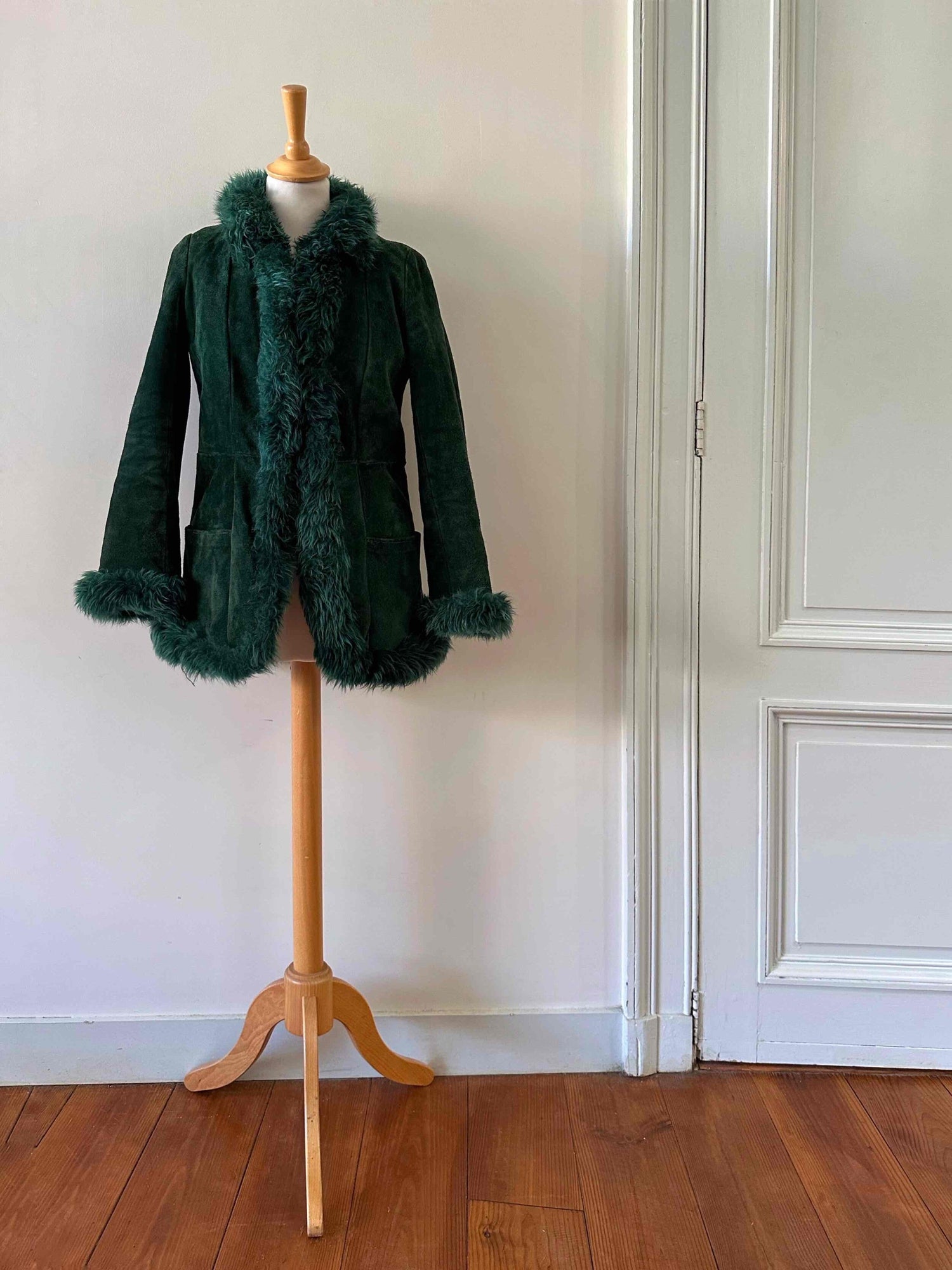 Wool-lined leather coat