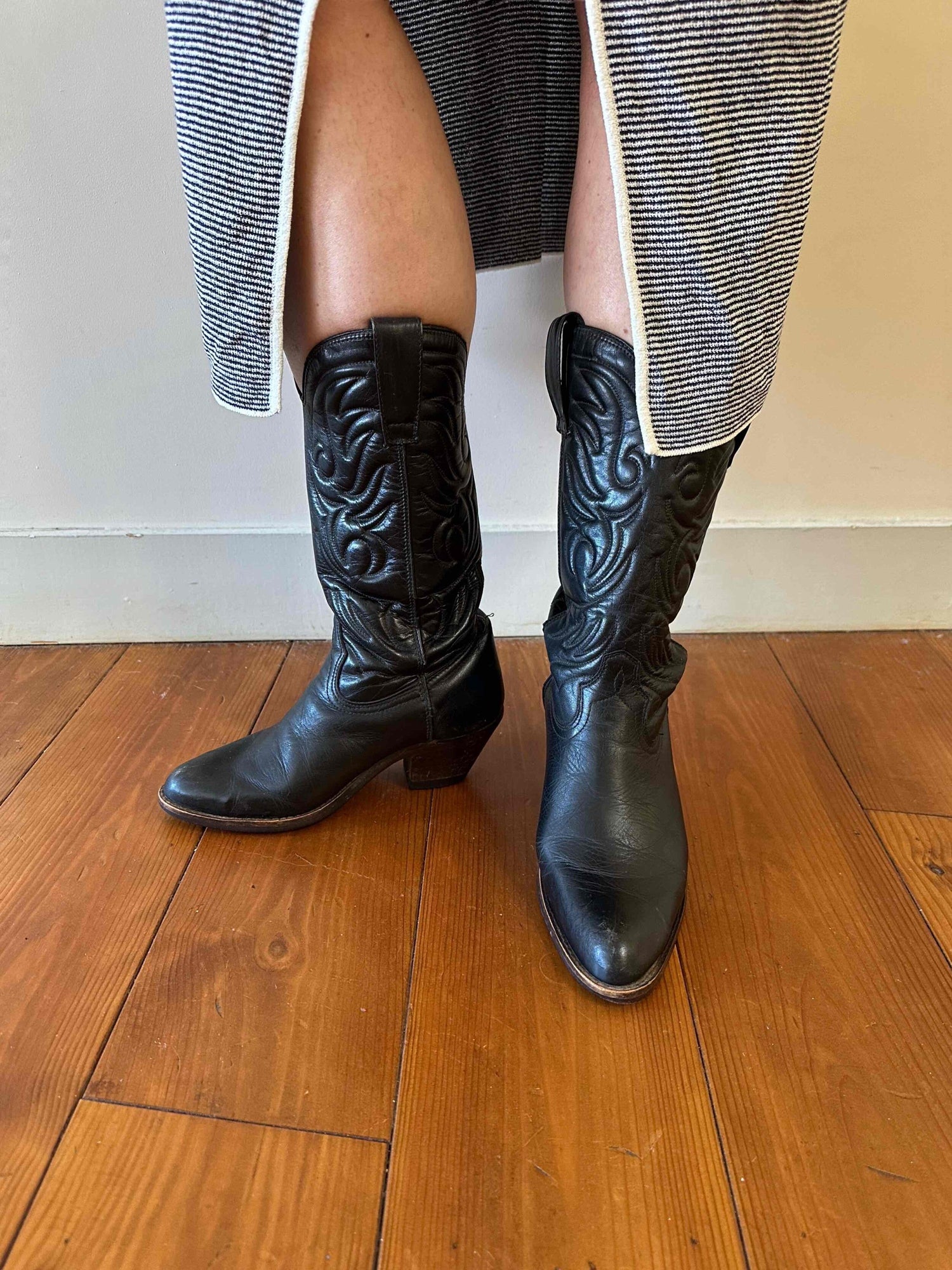 Leather cowboy boots