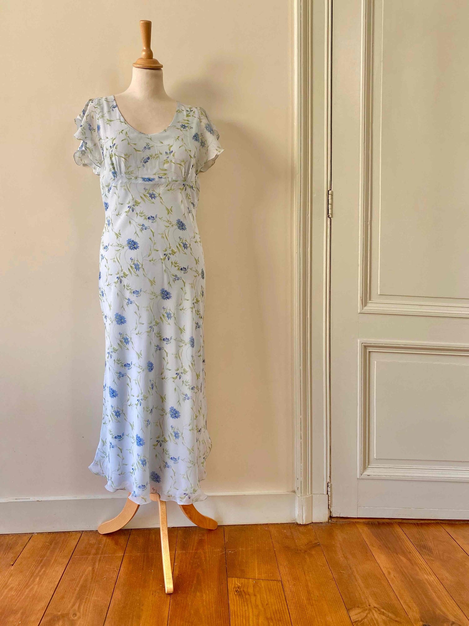 Floral print silk midi dress